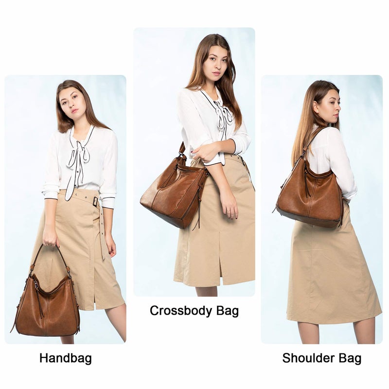 Realer Handbags for Women Large Designer Ladies Hobo bag Bucket Purse Faux Leather - Image 5